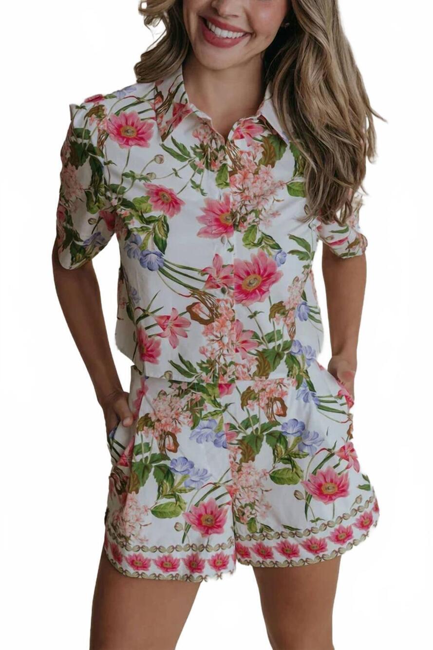 NEW LAROQUE fallon short sleeve top in harbor side floral